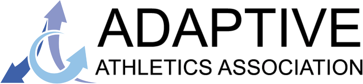 adaptive athletics association logo with black lettering