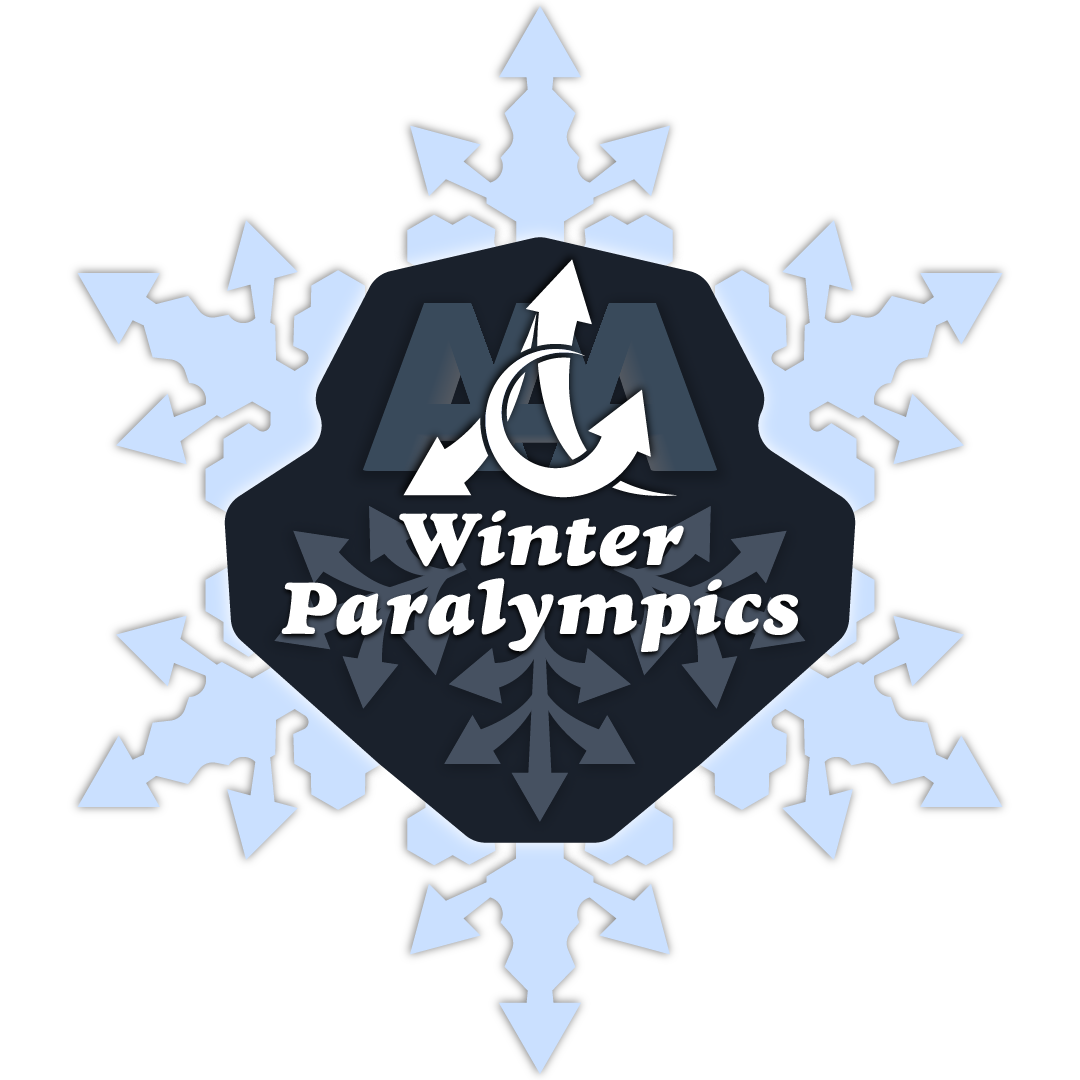 adaptive athletics association winter paralympics shield on a snowflake