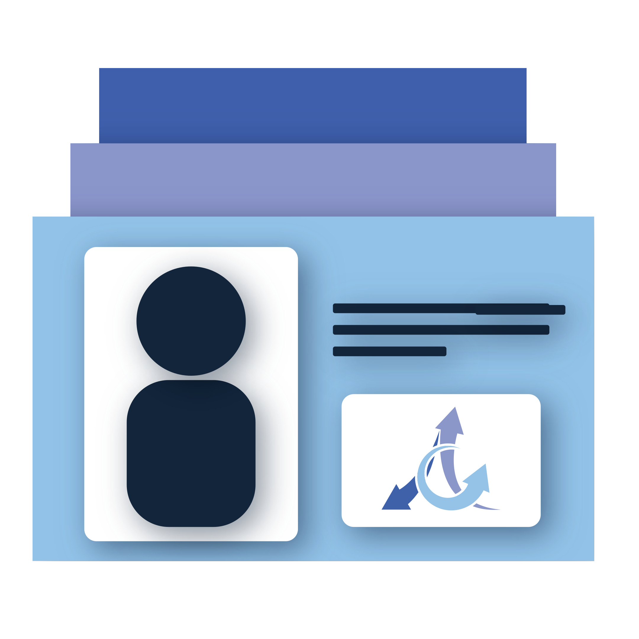 graphic of a stack of business cards with a person icon on the left next to some lines of text atop a adaptive athletics association logo