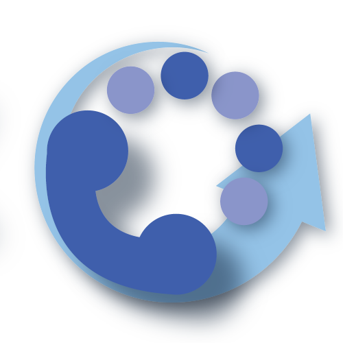 a old telephone receiver sitting next to alternating colors representing the dial turn nob overlaid on a circular arrow pointing up